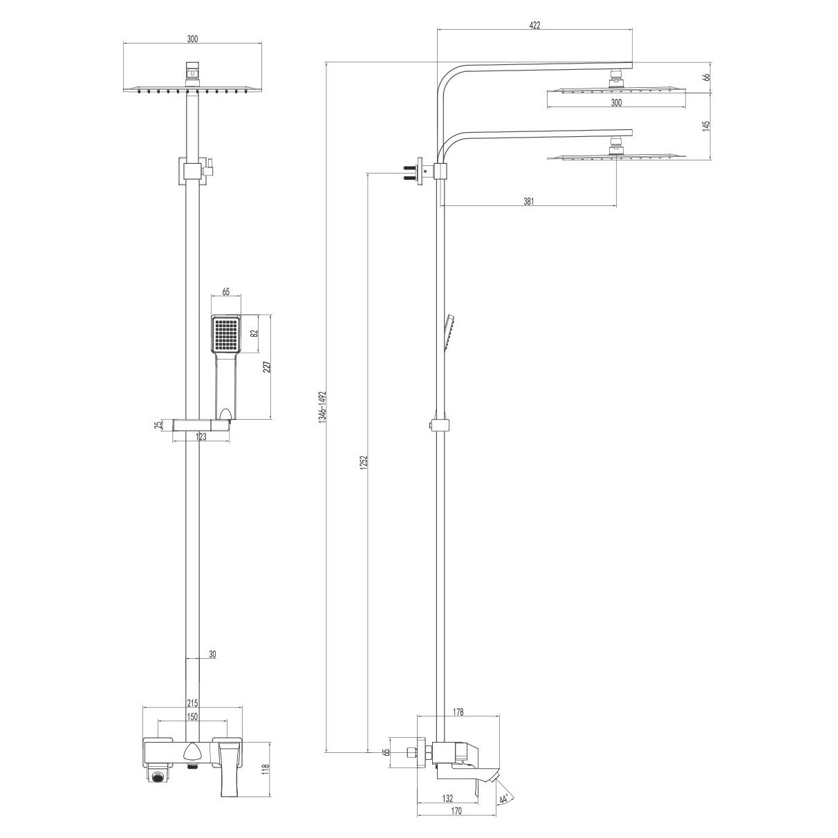 Смеситель для ванны, для душа Lemark (Лемарк) Unit хром (LM4562C)