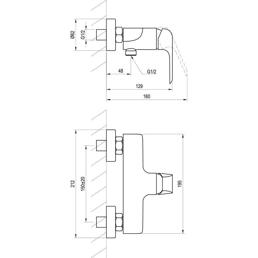 Смеситель для душа Ravak (Равак) Flat FL 032.20/150 (X070177) черный