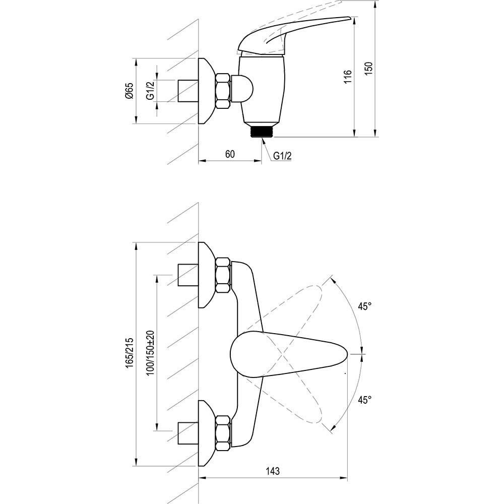 Смеситель для душа Ravak (Равак) Suzan SN 032.00/100 (X070005) хром