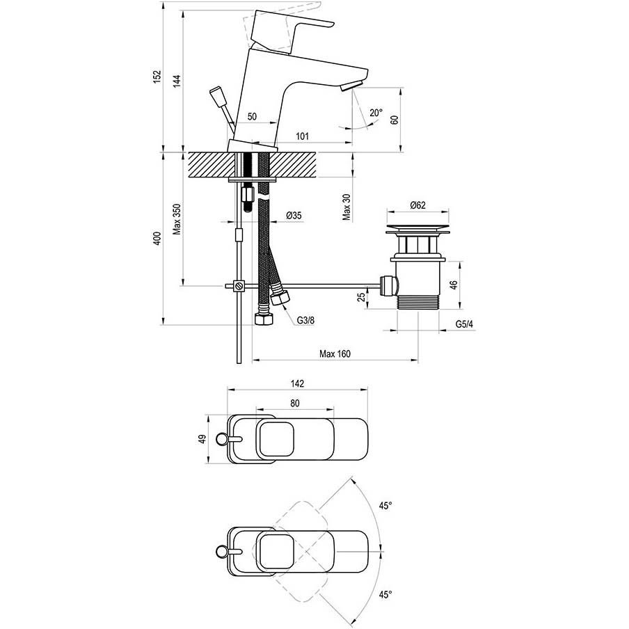 Смеситель для раковины Ravak (Равак) 10 TD 011.00 (X070063) хром