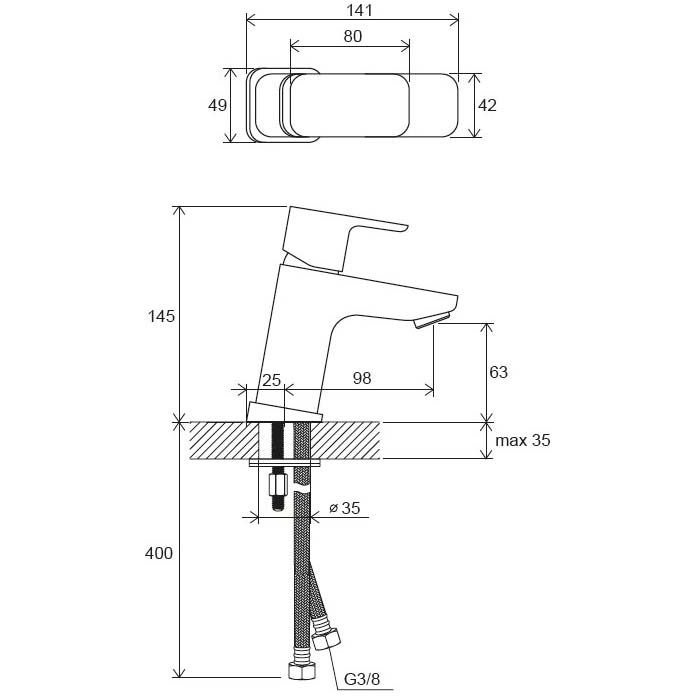 Смеситель для раковины Ravak (Равак) 10 Free black -TD F 012.20 (X070148) черный