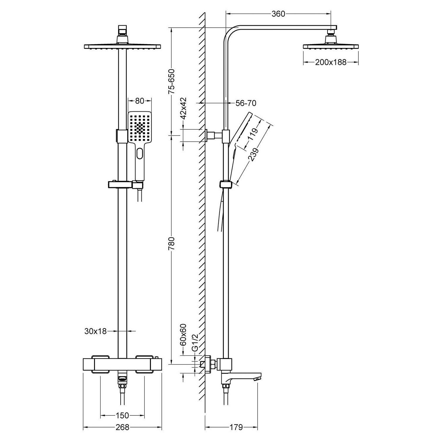 Душевая система для ванн, для душа Timo (Тимо) Tetra-thermo золото, матовый (SX-0169/17)