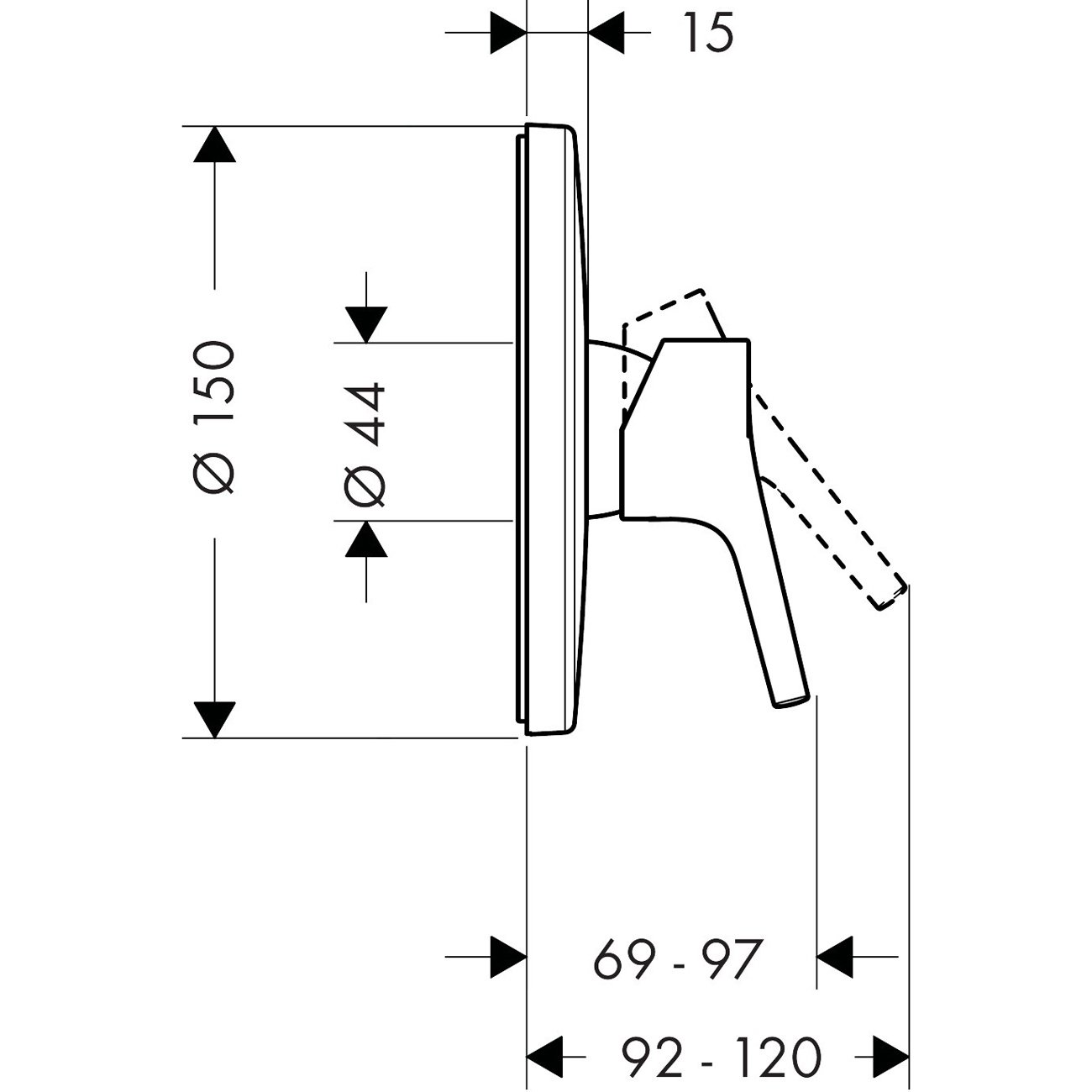 Смеситель для ванн, для душа Hansgrohe (Хансгрое) Talis S хром (72605000)