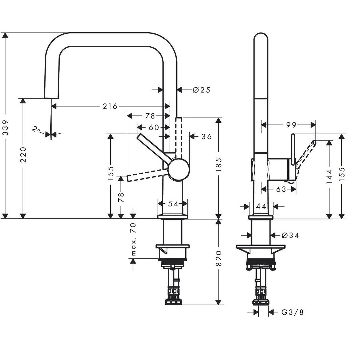Смеситель для кухни Hansgrohe (Хансгрое) Talis M54, 1jet 72806800, под сталь