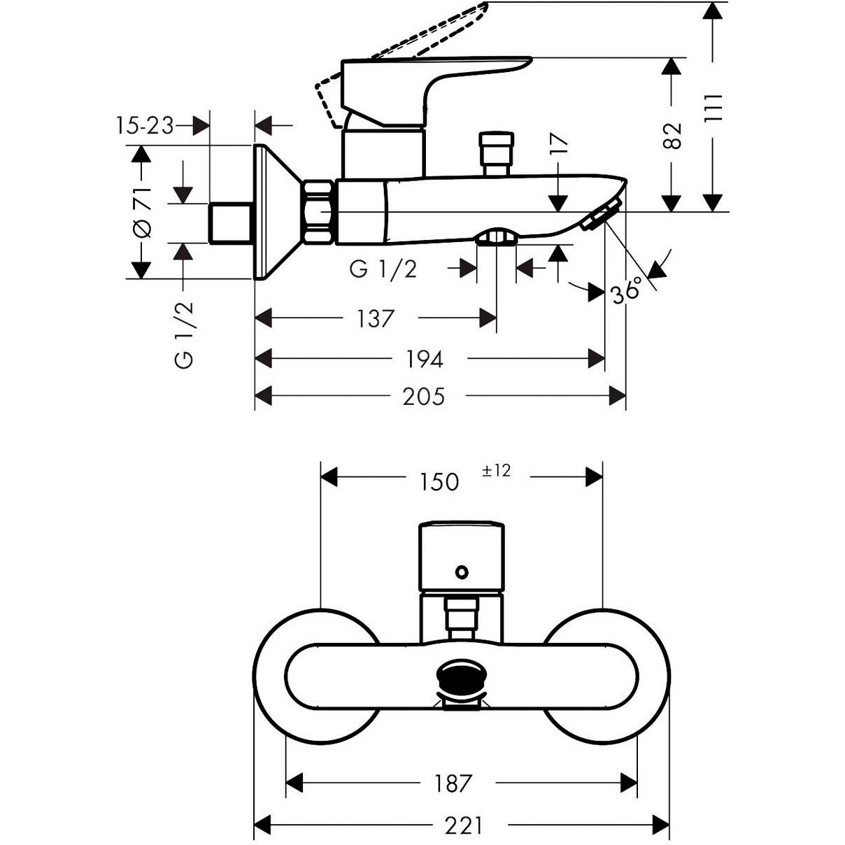 Смеситель для ванны с душем Hansgrohe (Хансгрое) Talis E 71740990 золото