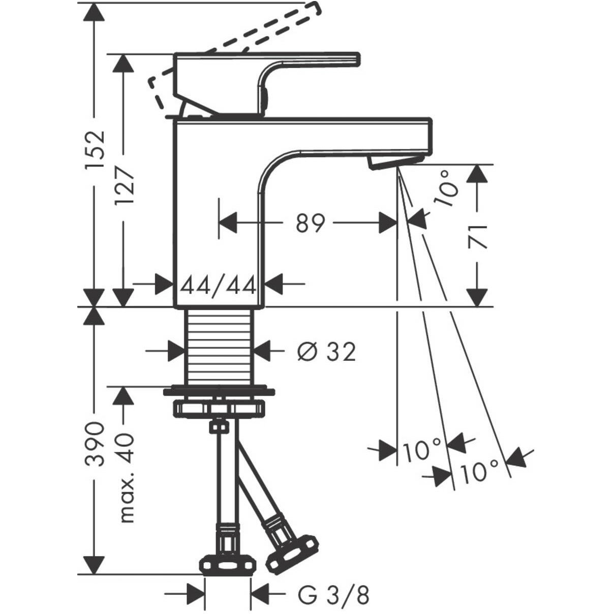 Смеситель для раковины Hansgrohe (Хансгрое) Vernis Shape 70 без сливного набора 71567000 хром