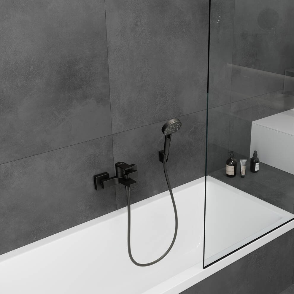 Смеситель для ванн, для душа Hansgrohe (Хансгрое) Vernis Shape черный (71450670)
