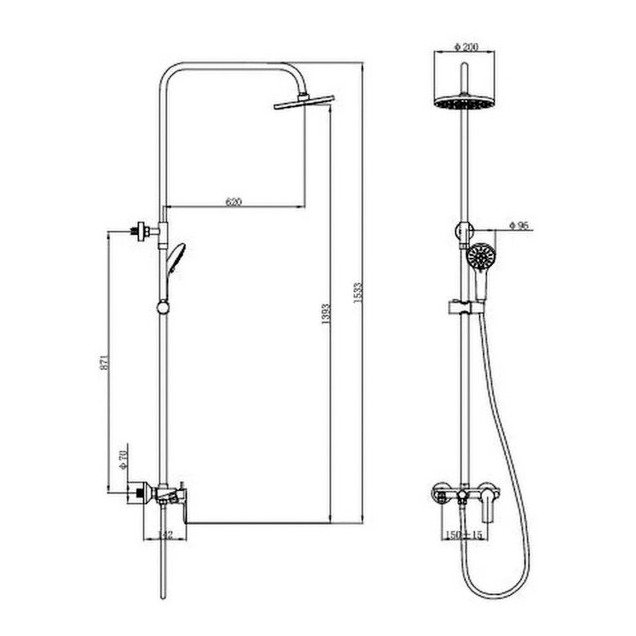 Душевая стойка 2-х функциональная Potato (Потато) Хром (P35237-10)