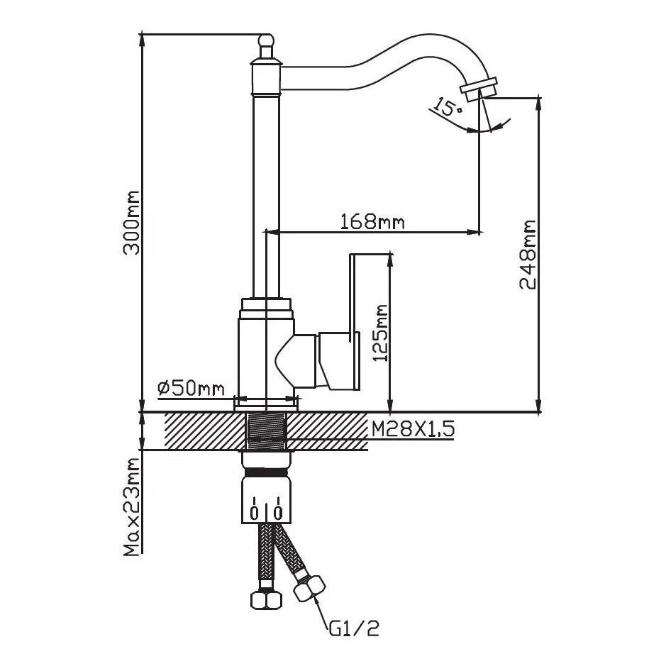 Смеситель для кухни с высоким изливом Potato (Потато) P43307S сатин