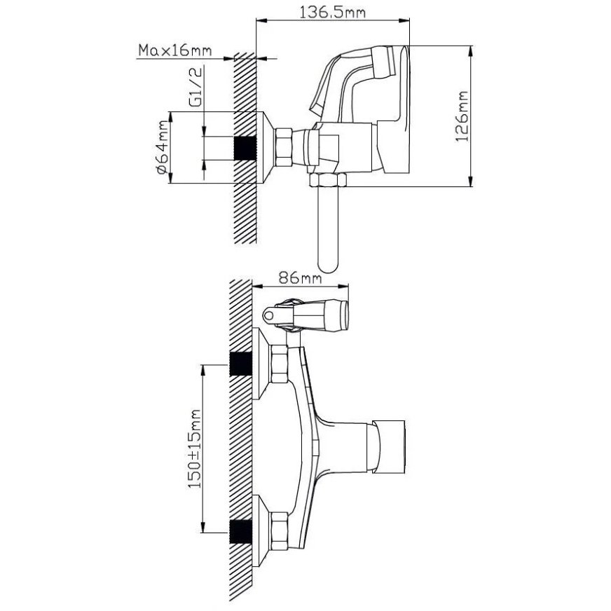 Смеситель для ванны с гигиеническим душем Potato (Потато) P20237-7 хром