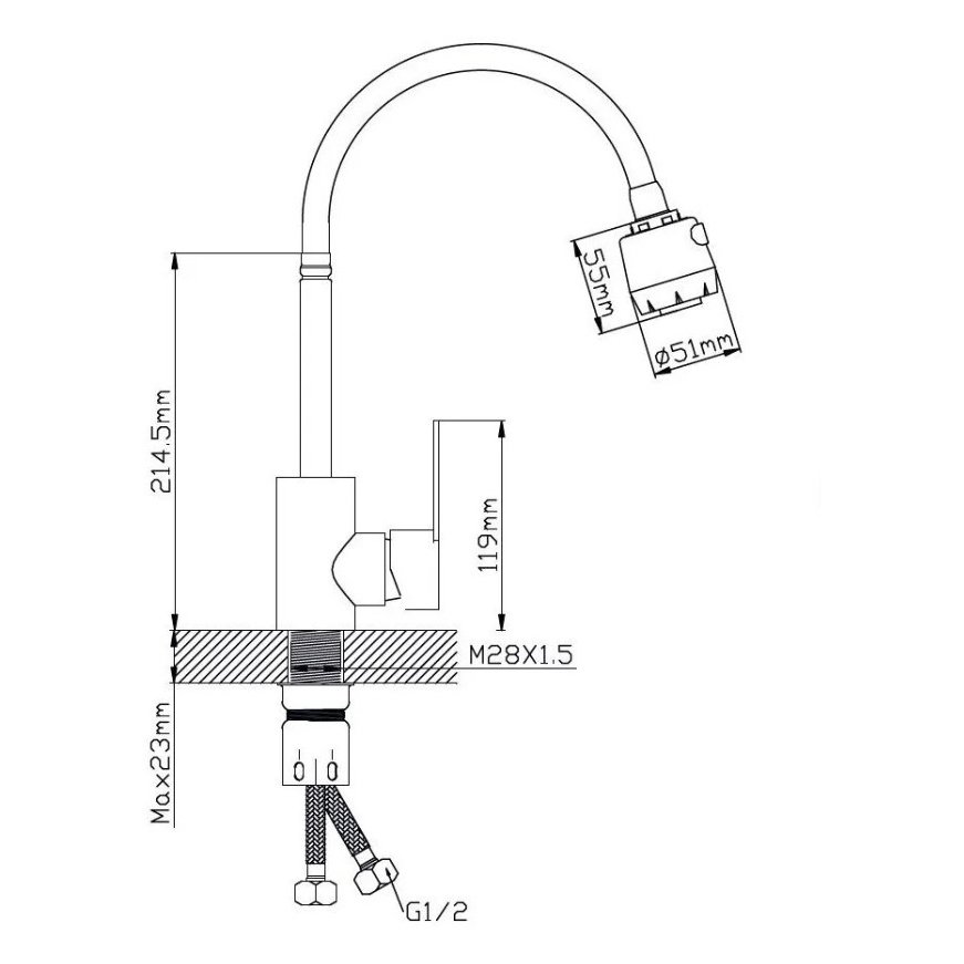 Смеситель для кухни с гибким изливом Potato (Потато) P58303S сатин