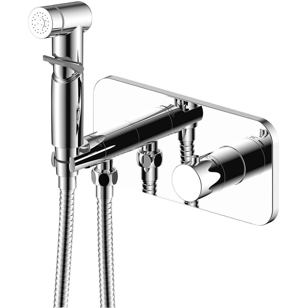 Смеситель для биде Rossinka (Росинка) X25-59 хром термостатический с гигиеническим душем