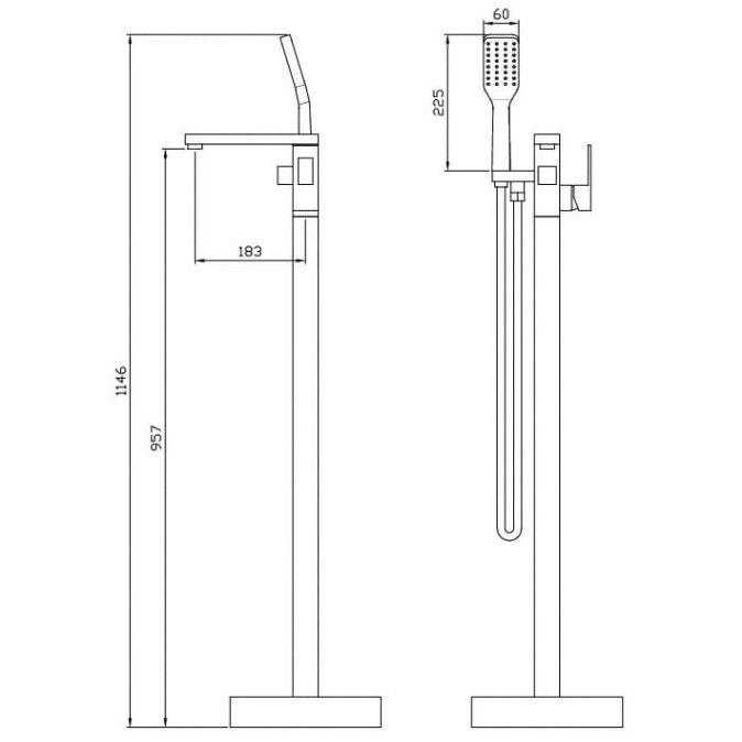 Напольный смеситель для ванны Diadonna (Диадона) D80-336104 хром