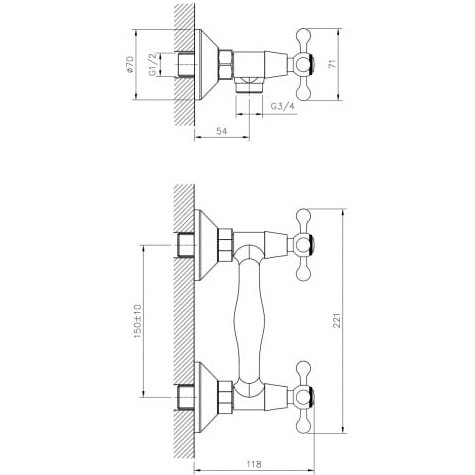 Смеситель для душа Decoroom хром DR54055