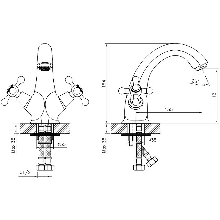 Смеситель для раковины Decoroom (Декорум) DR20 (DR20011) хром