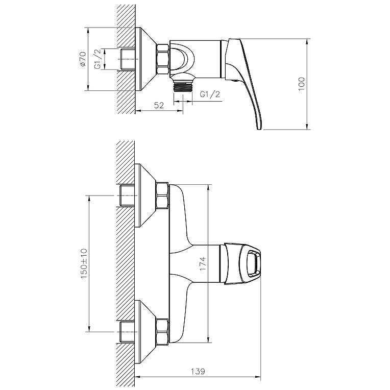 Смеситель для душа Decoroom (Декорум) DR21 (DR21056) хром