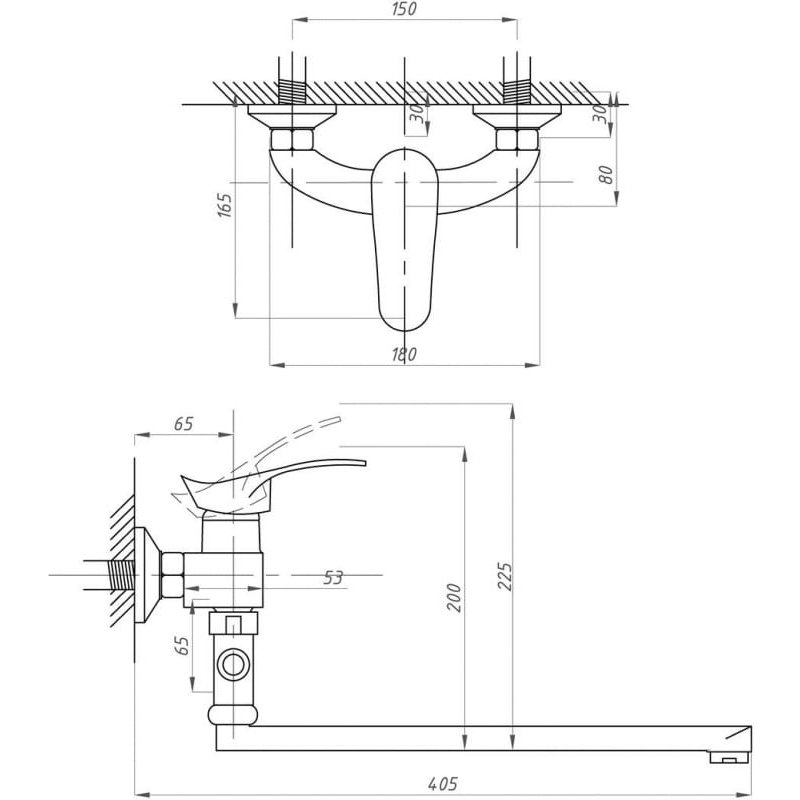 Смеситель для ванны с душем Fauzt (Фауцт) FZs-814-124 тип См-ВУОРНШлА, хром