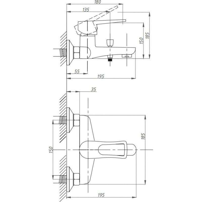 Смеситель для ванны с душем Fauzt (Фауцт) FZs-840-129 тип См-ВОРНШлА, хром