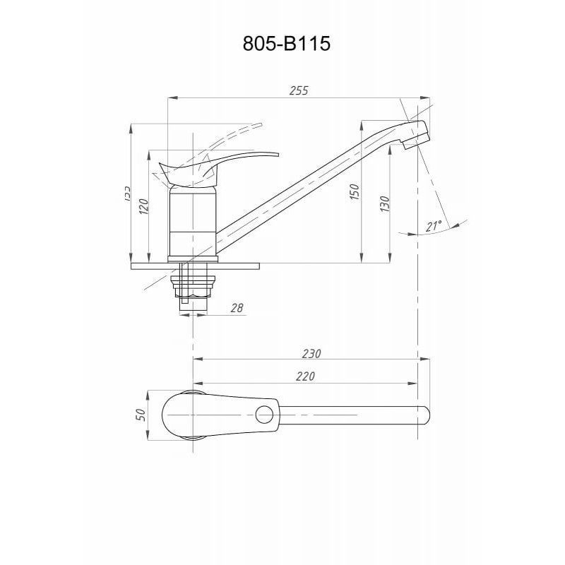 Смеситель для кухни Fauzt (Фауцт) FZs-805-115 тип См-МОЦБА, См-УмОЦБА, хром