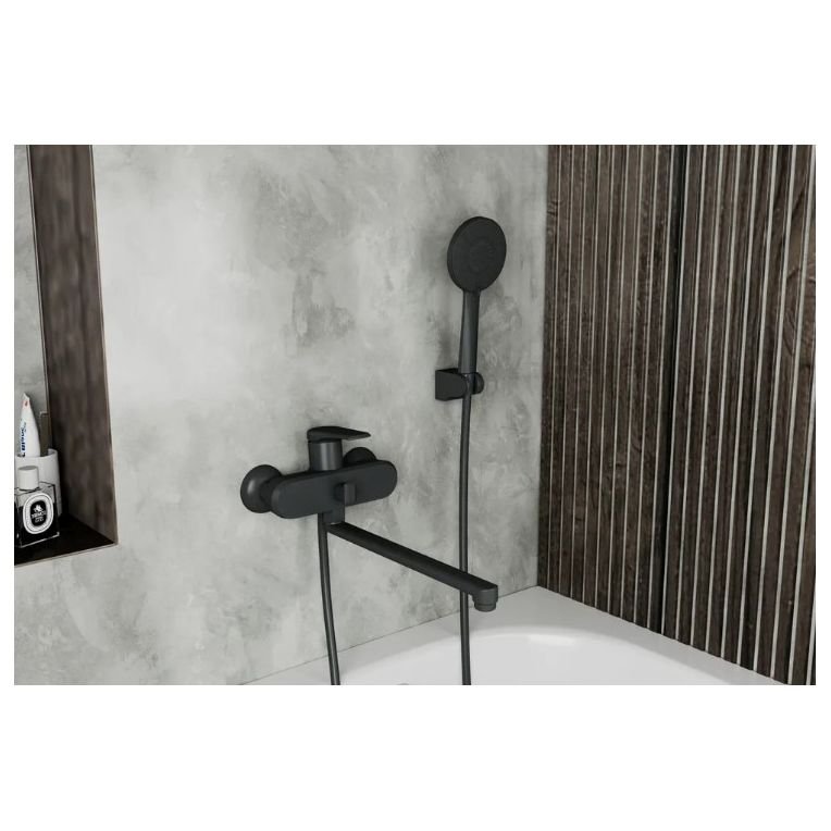 Смеситель для ванны с длинным поворотным изливом Rush (Раш) Nevis (NE1735-51Black) черный