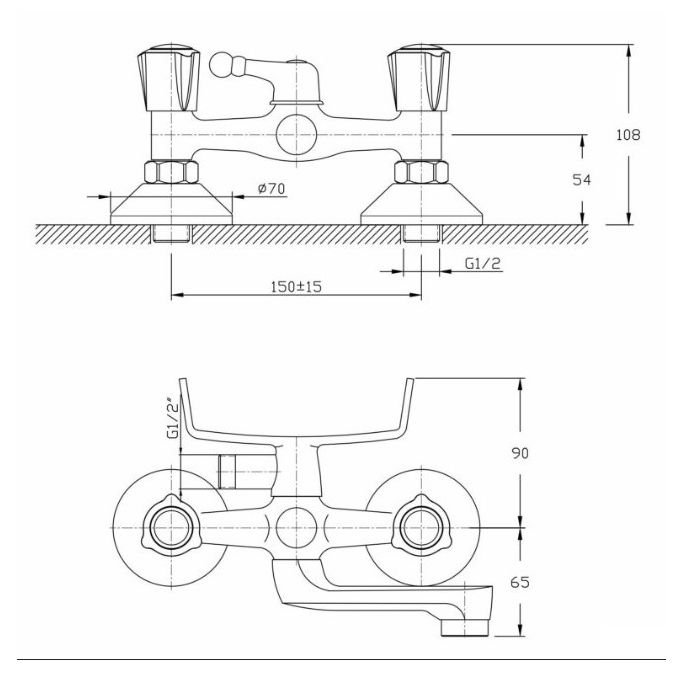 Смеситель для ванны с коротким изливом Rush (Раш) Pioneer (PI7950-44) хром