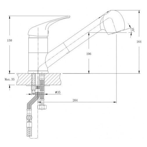 Смеситель для кухни Rush (Раш) Corsica (CO4240-25) хром