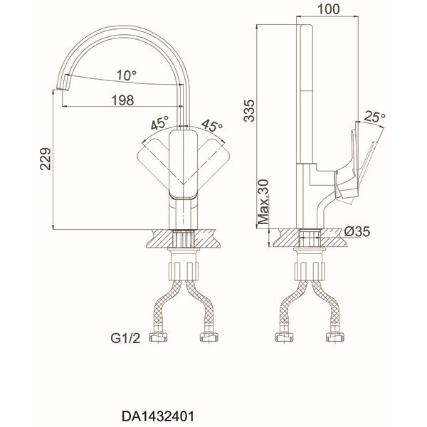 Смеситель для кухни DK (ДК) Berlin Humboldt (DA1432412) Зеленый, хром