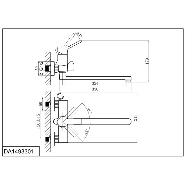 Смеситель для ванны с душем DK (ДК) Rhein.Dusseldorf (DA1493301) хром