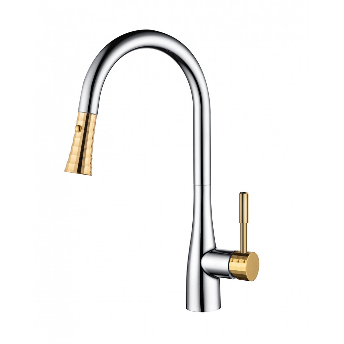 Смеситель для кухни DK (ДК) Rhein.Schiller с выдвижной лейкой хром, золото (DA1462504A)
