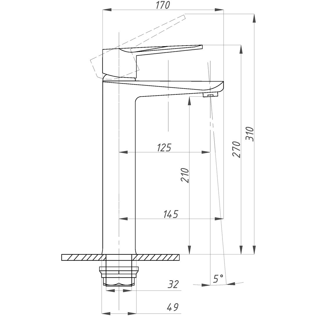 Смеситель для раковины ПСМ-Профсан (Profan) Steel PSM-300-6 высокий тип См-УмОЦБА нержавеющая сталь