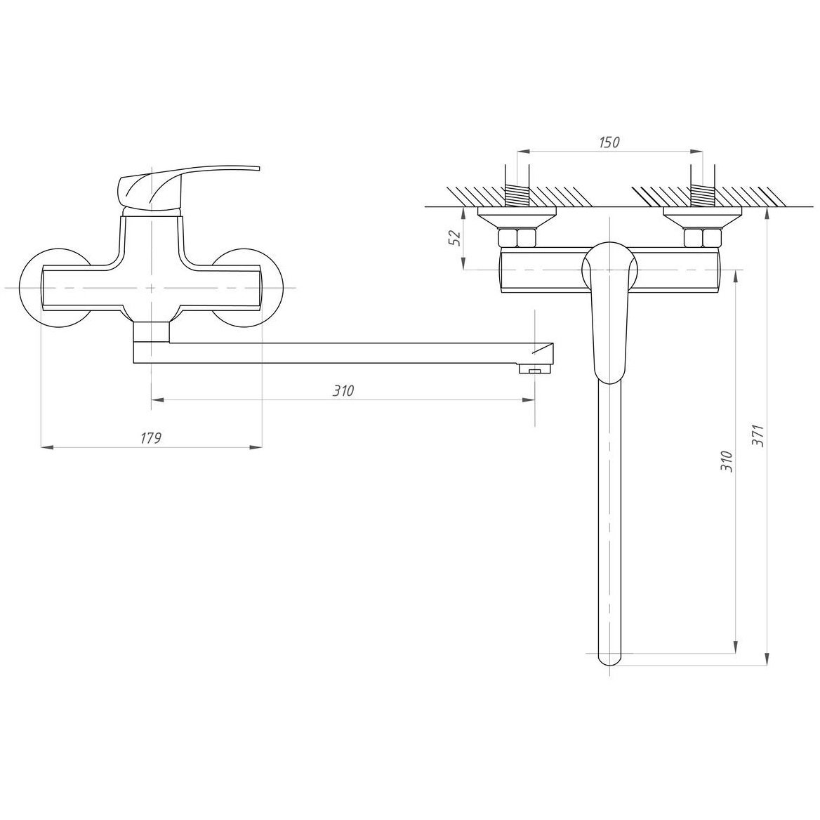 Смеситель для ванны с душем Профсан (Profsan) Модерн PSM-777-037 хром