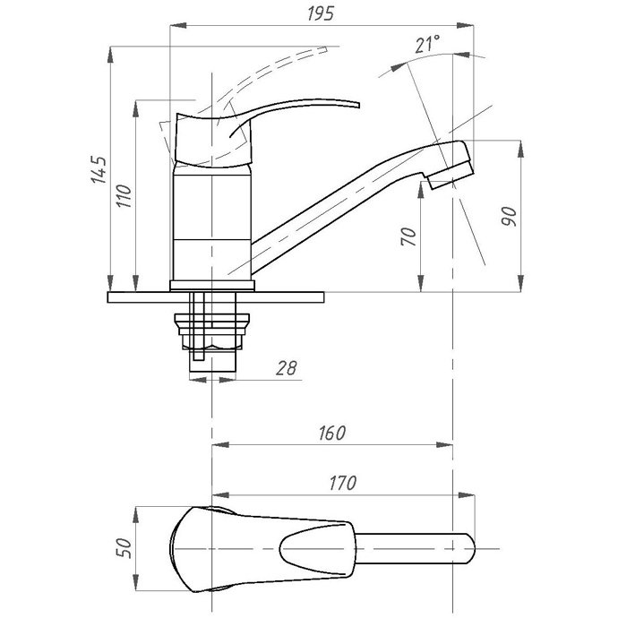 Смеситель для кухни ПСМ-Профсан (Profan) Плюс PSM-215-023 тип См-УмОЦБА, См-МОЦБА хром