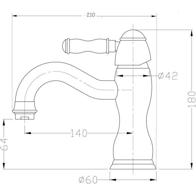 Смеситель для раковины Bronze de Luxe (Бронз Де Люкс) Tiffany 1901BR, бронза