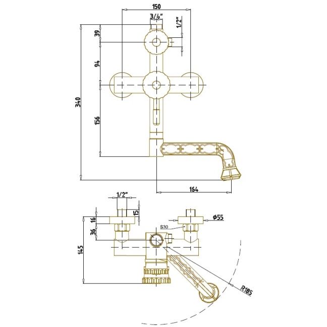 Душевая система Bronze de Luxe Windsor 10120PF, бронза