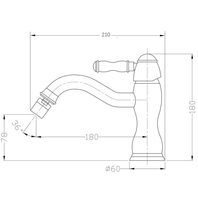 Смеситель для биде Bronze de Luxe (Бронз Де Люкс) Tiffany 1902CR, хром