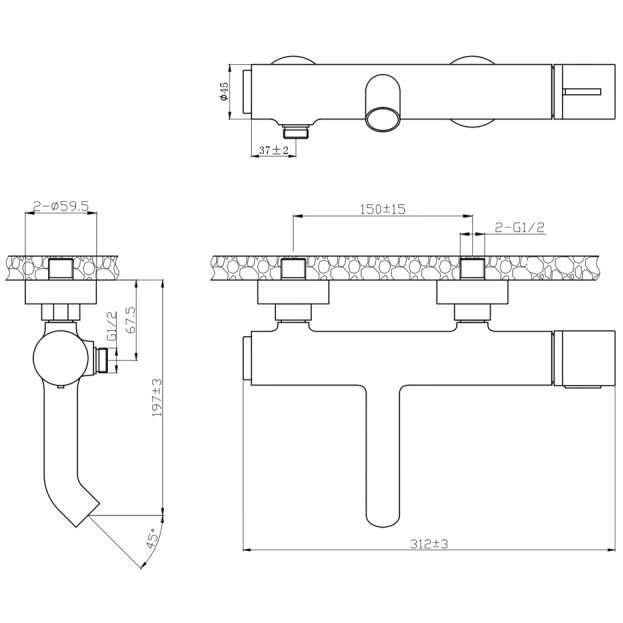 Смеситель для ванны Bronze de Luxe (Бронз Де Люкс) Focus 24603BG, черный