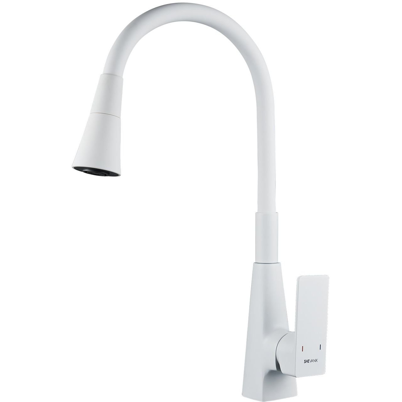 Смеситель для кухни с гибким изливом Shevanik (Шеваник) S543C-1, белый