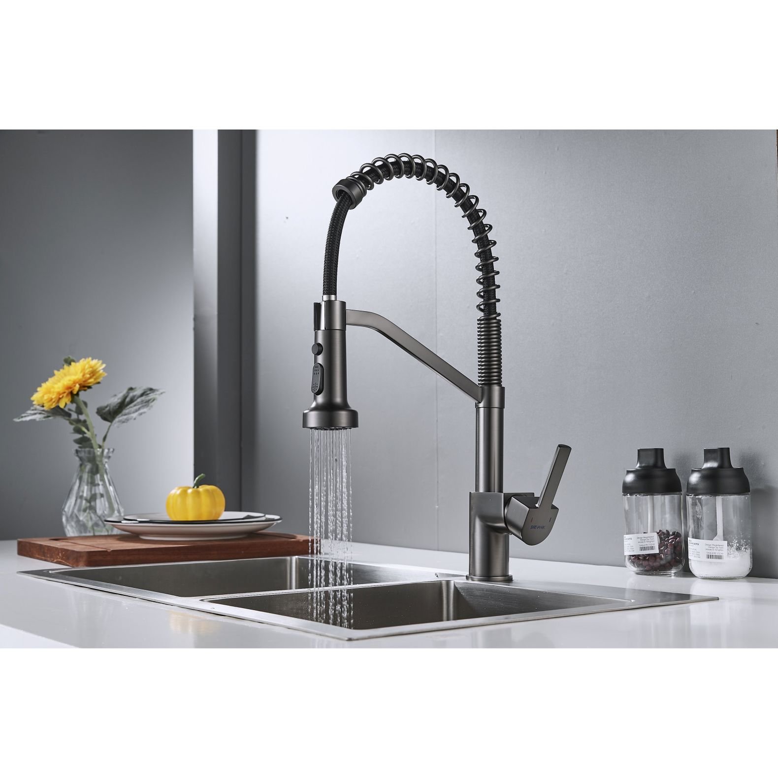 Смеситель для кухни с гибким изливом Shevanik (Шеваник) S963T, оружейная сталь