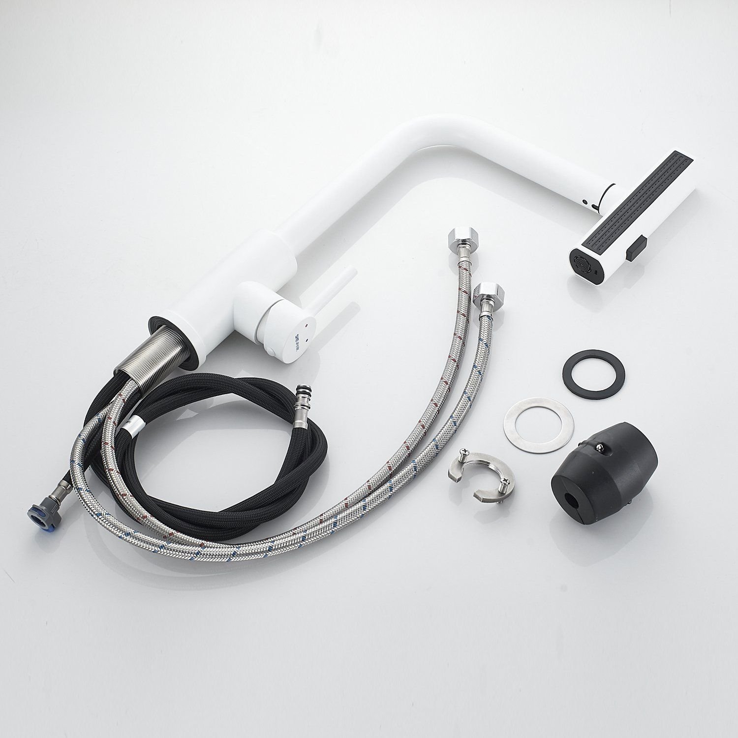 Смеситель для кухни с мультифункциональным изливом Shevanik (Шеваник) S263C, белый