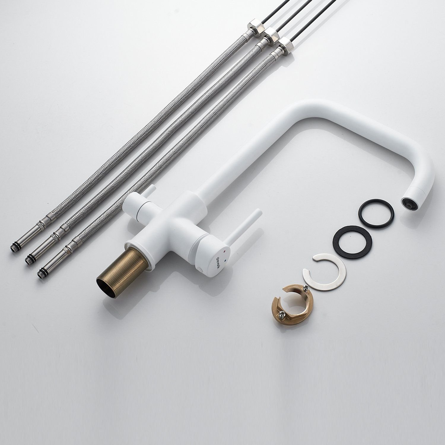 Смеситель для кухни с подключением фильтра Shevanik (Шеваник) S228C, белый