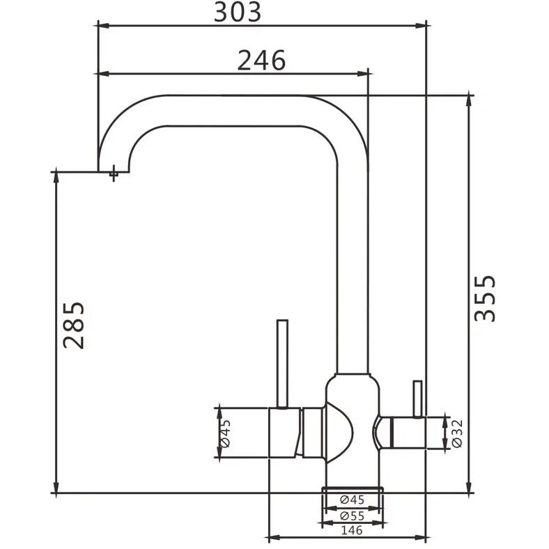 Смеситель для кухни с подключением фильтра Shevanik (Шеваник) S268B, сатин