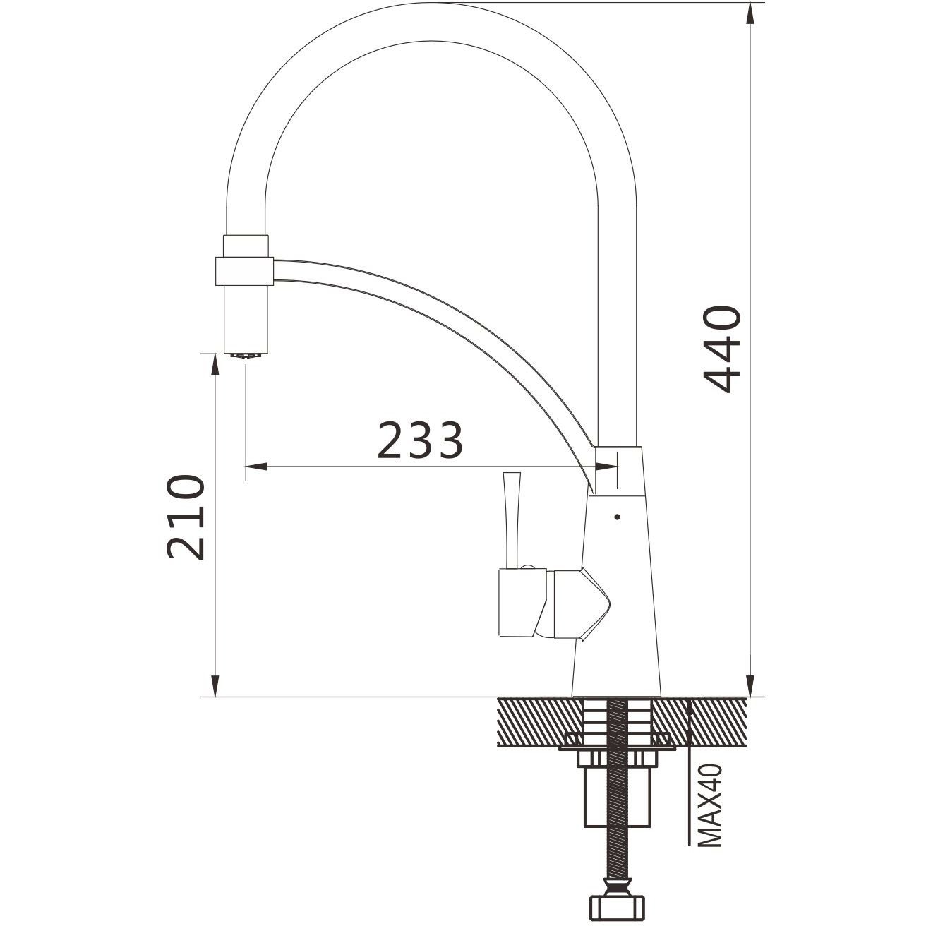 Смеситель для кухни с подключением фильтра Shevanik (Шеваник) S743T-3, оружейная сталь/черный