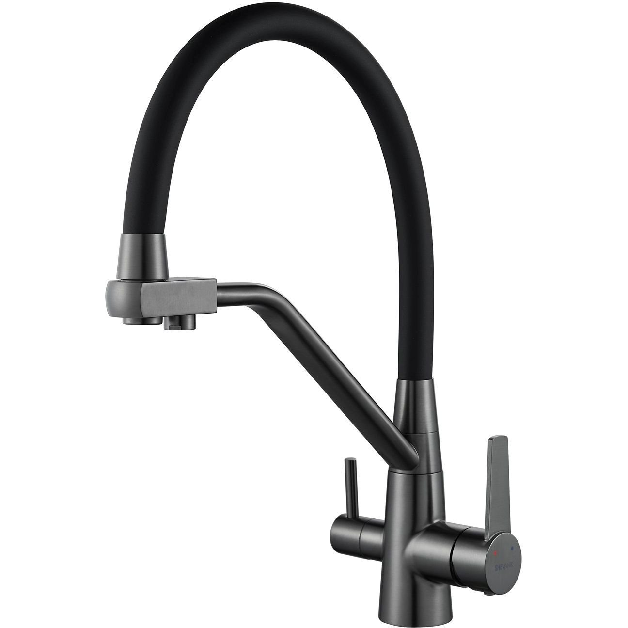 Смеситель для кухни с подключением фильтра Shevanik (Шеваник) S968T, оружейная сталь