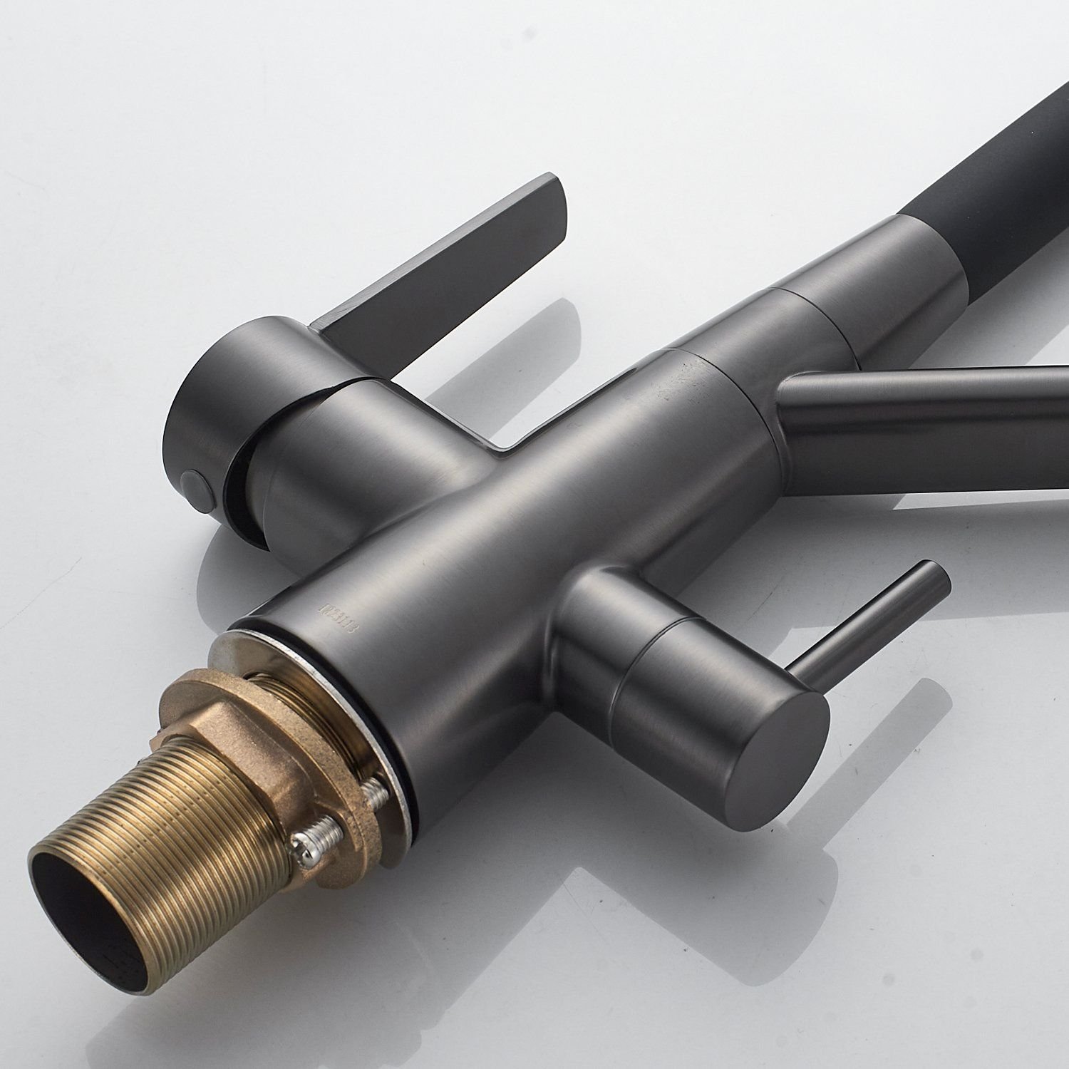 Смеситель для кухни с подключением фильтра Shevanik (Шеваник) S968T, оружейная сталь