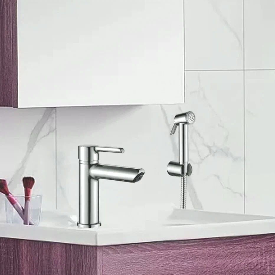 Смеситель для раковины с гигиеническим душем Shevanik (Шеваник) S6071, хром