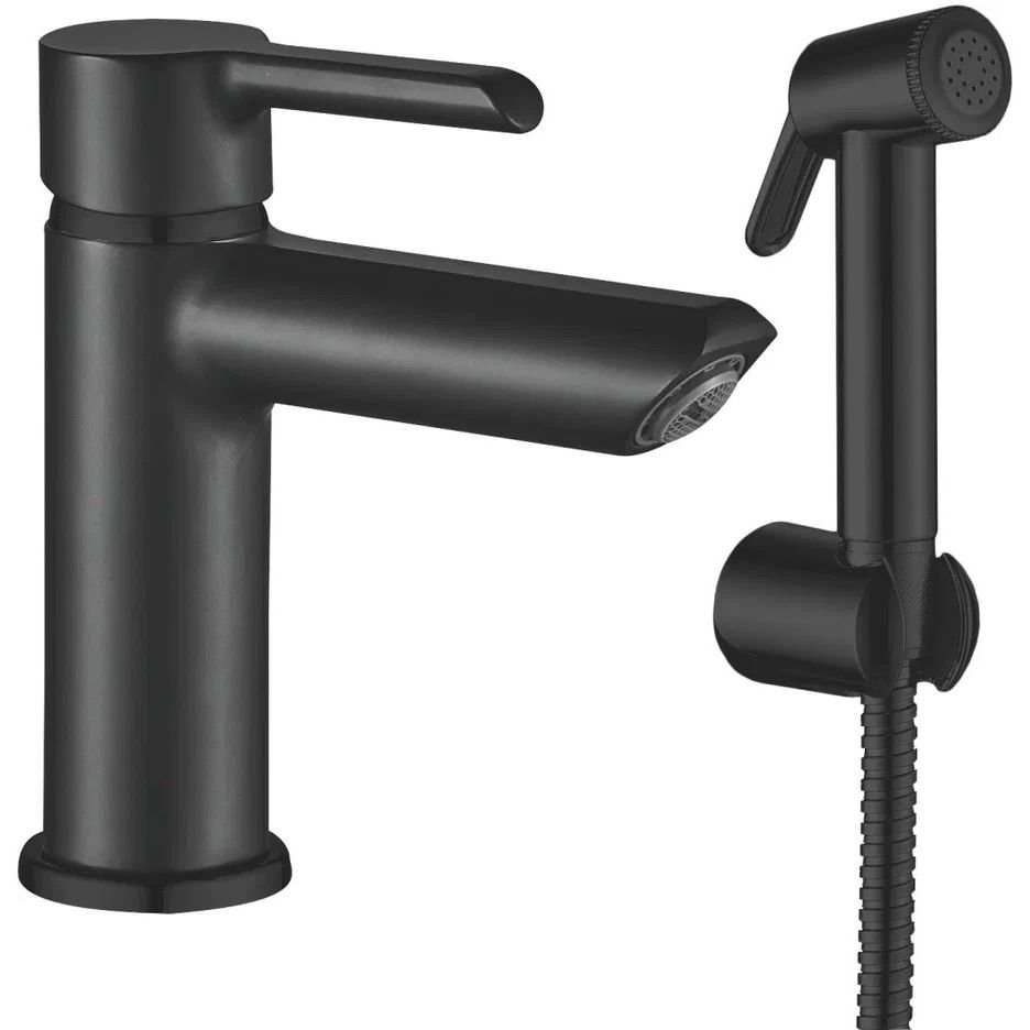 Смеситель для раковины с гигиеническим душем Shevanik (Шеваник) S6071H, черный