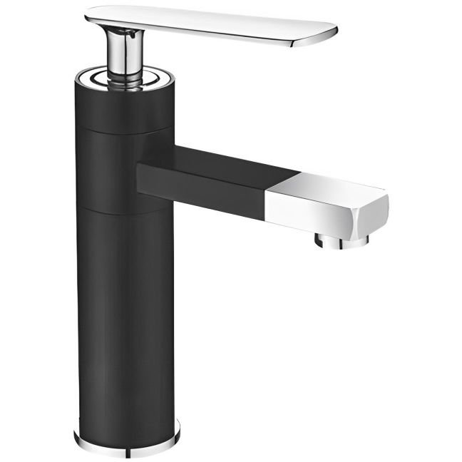 Смеситель для раковины с поворотным носиком Shevanik (Шеваник) S6601H, черный/хром