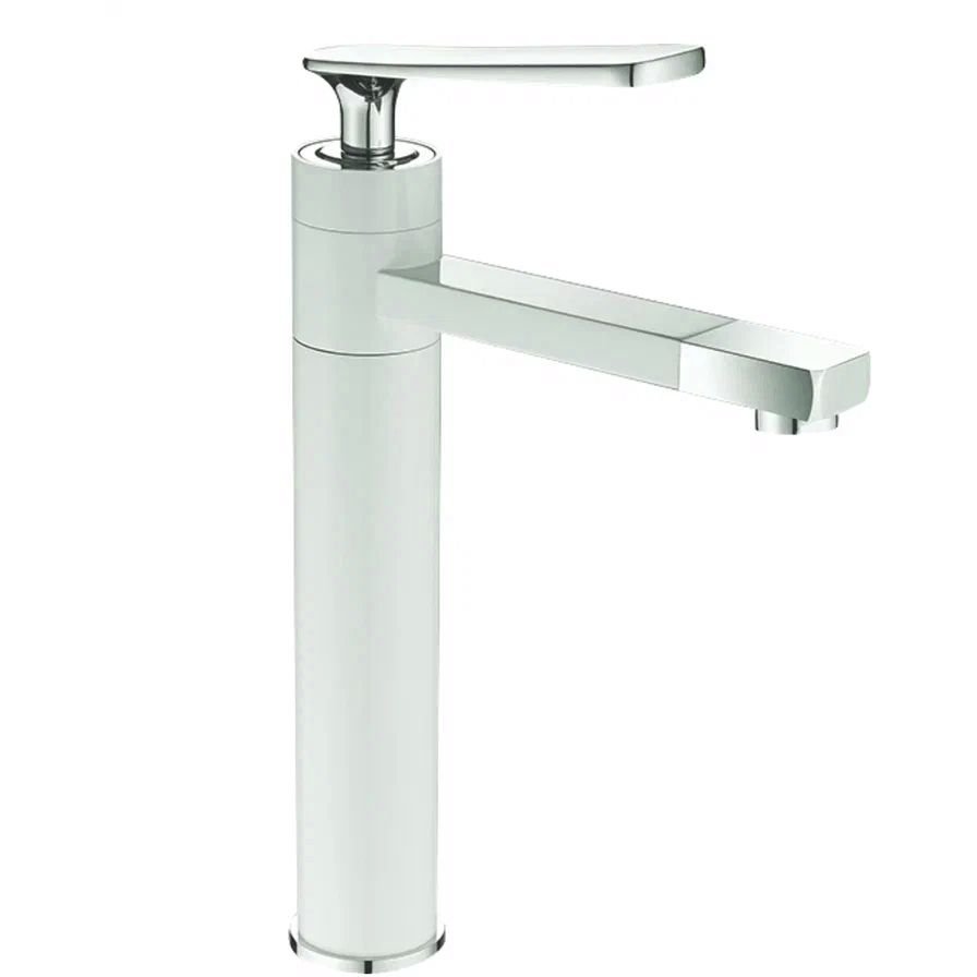 Смеситель для раковины с поворотным носиком Shevanik (Шеваник) S6611F, белый/хром