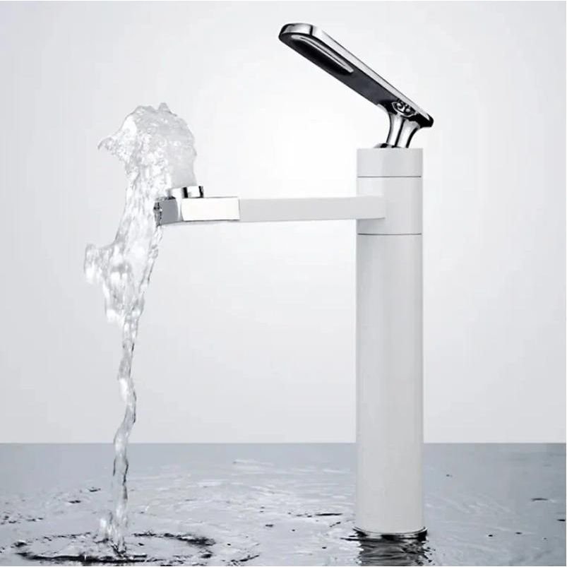 Смеситель для раковины с поворотным носиком Shevanik (Шеваник) S6611F, белый/хром