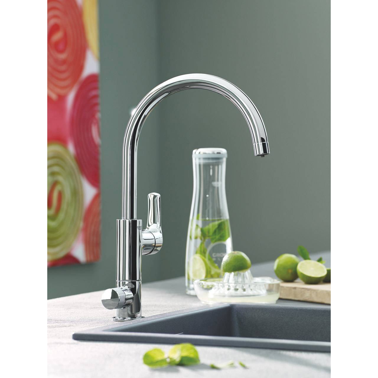 Смеситель для кухонной мойки Grohe (Гроэ) Blue Pure Eurosmart, с функцией фильтрации, без фильтра в комплекте, хром (31722000)